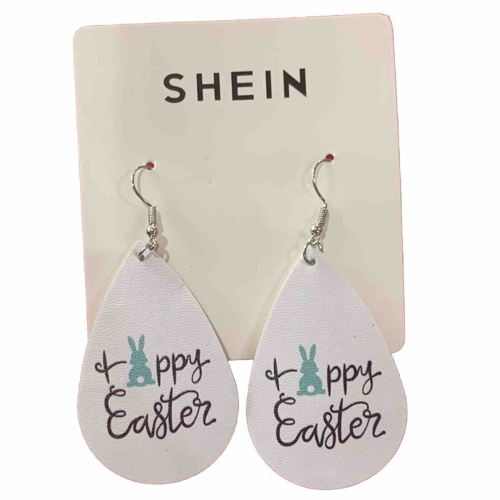 Faux Leather Teardrop Earrings New Lightweight Drop Dangle Hook Happy Easter